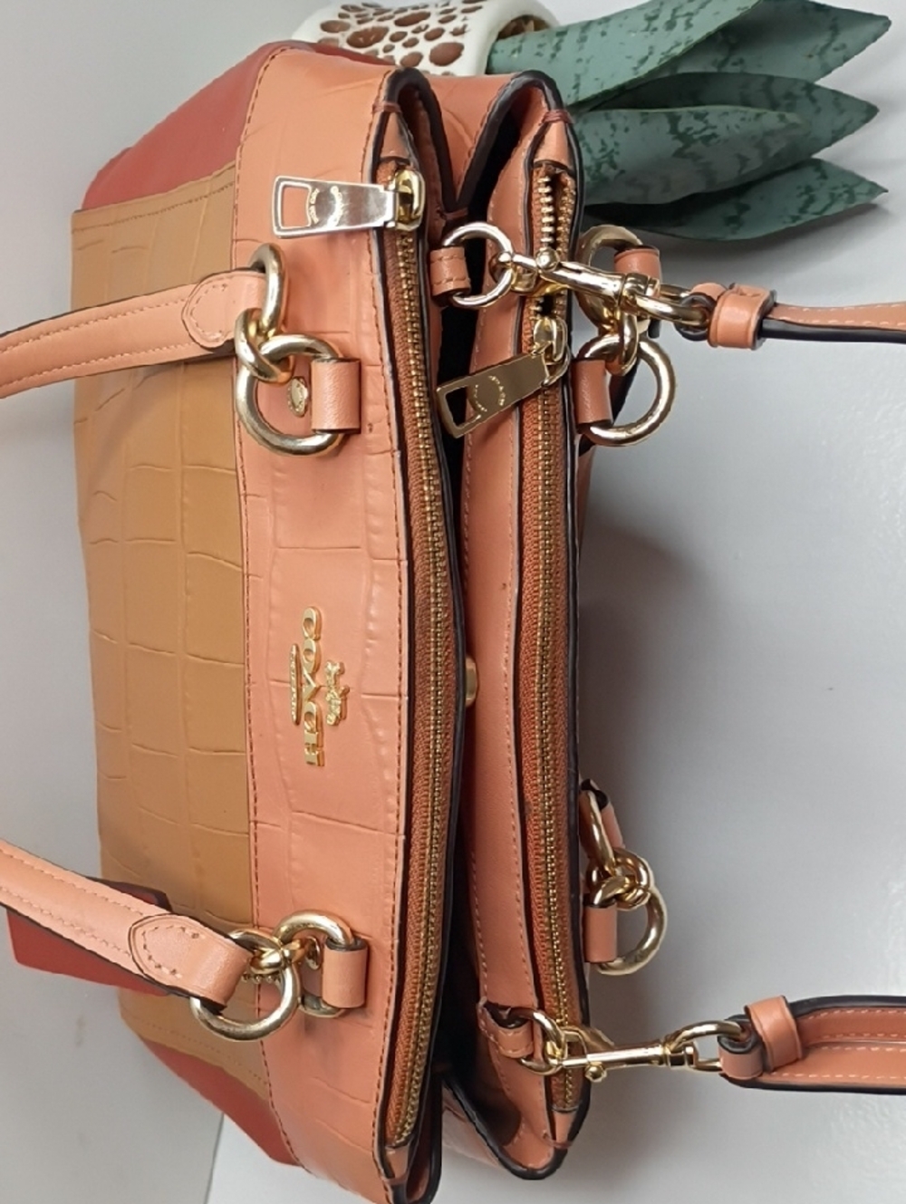 Coach Multicolor Croc Embossed Leather Mini Brooke Carryall handbag - Picture 5 of 14